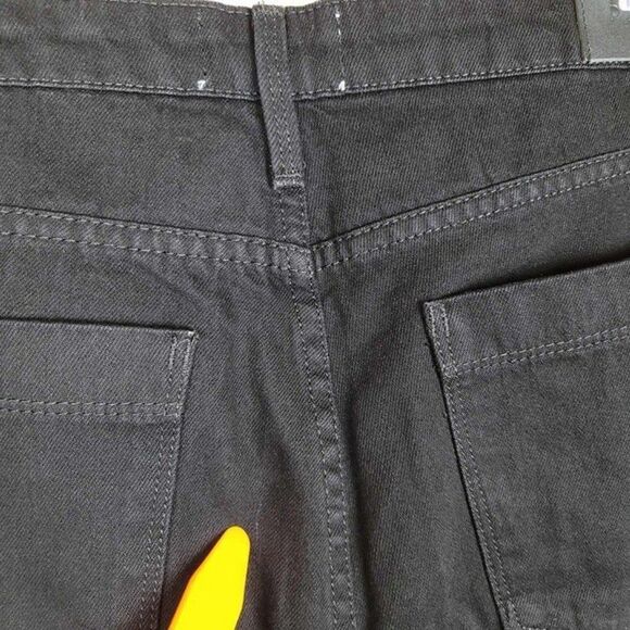 Parker Smith Black Straight Leg Crop Jeans Gingham Patch Black Size 29 - Picture 10 of 12